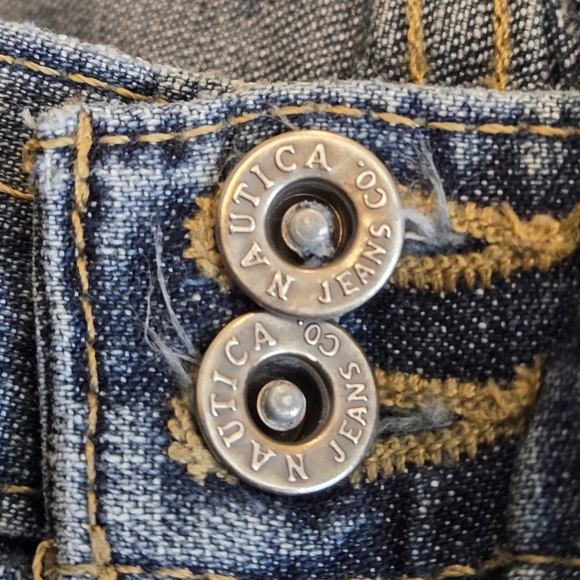 Y2k Vintage Nautica Blue Jeans Women 2 button Zip Closure size 14 - Picture 11 of 14
